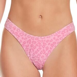 Jessica Simpson Women’s High Cut Animal Print Bikini Swimsuit Bottom Pink Size L